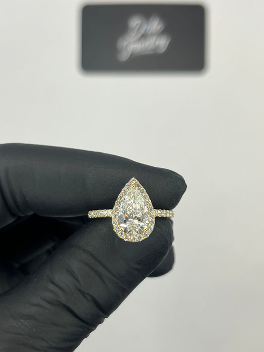 Pear Shape Diamond Ring in 10k Yellow Gold